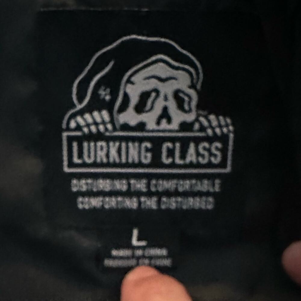 Lurking Class Skull Lightweight Hoodie Jacket Sheer Sleeve, size L - Picture 5 of 5